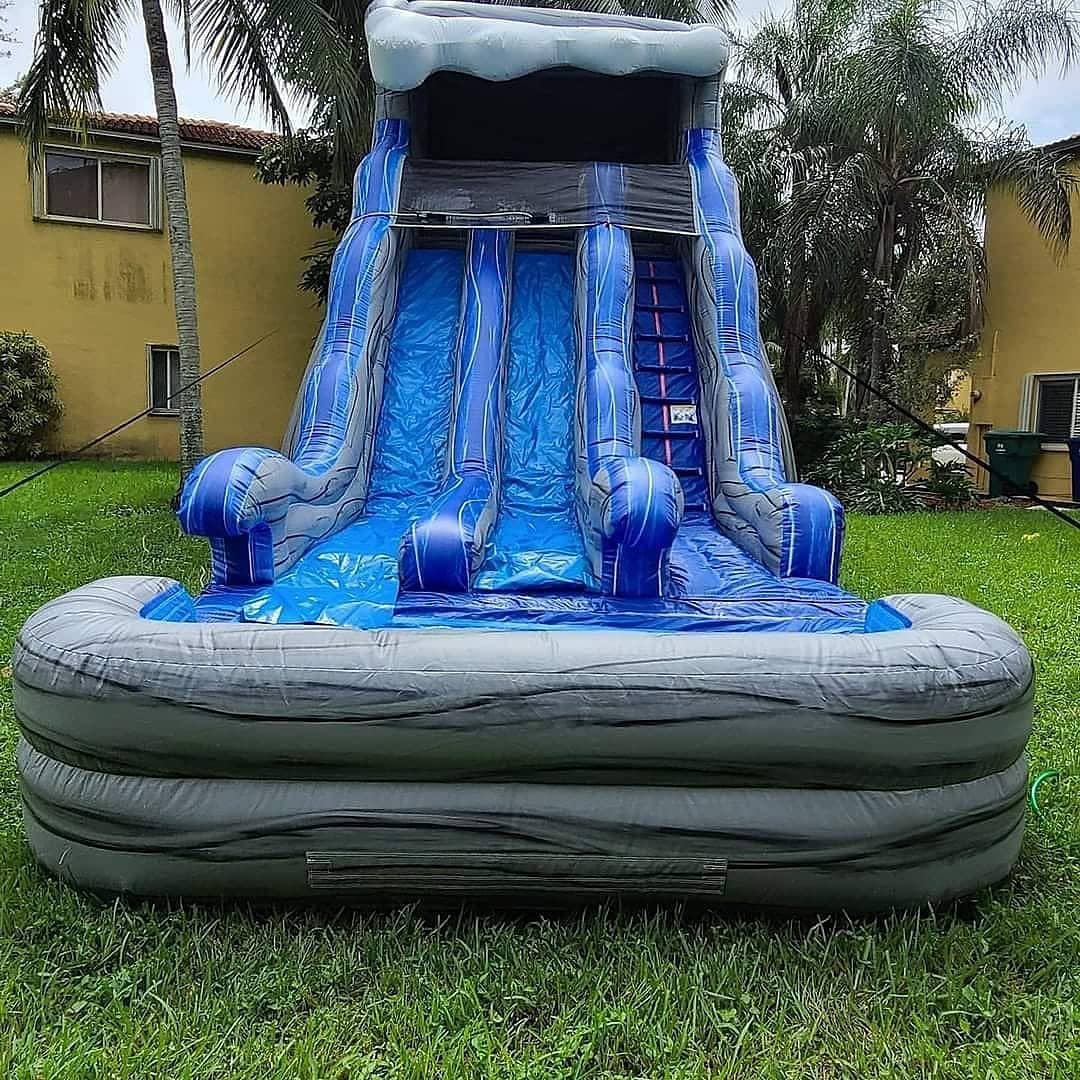 Kids having fun in a bounce house